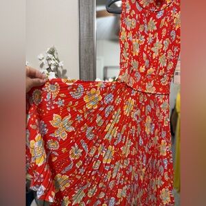 Nanette Lepore Vibrant Red and Yellow Floral Midi Dress